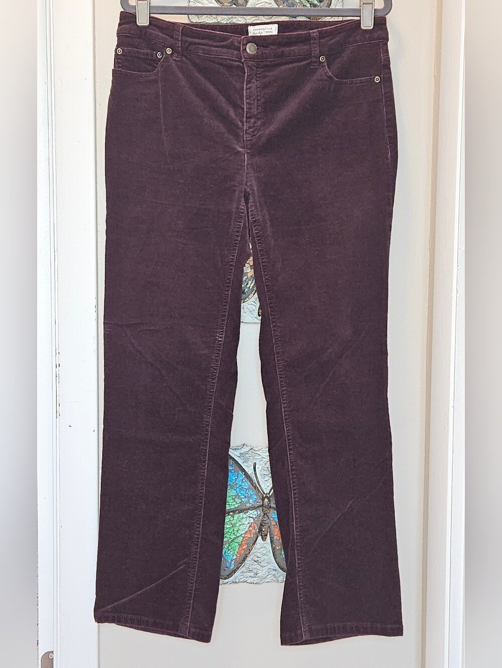 Charter Club Straight-Leg Corduroy Trousers in Plum/Burgundy - Size 8P